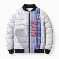 Custom Afro-Haiti Football Bomber Puffer Jacket 2026 Grenadye Alaso White Version - Wonder Print Shop