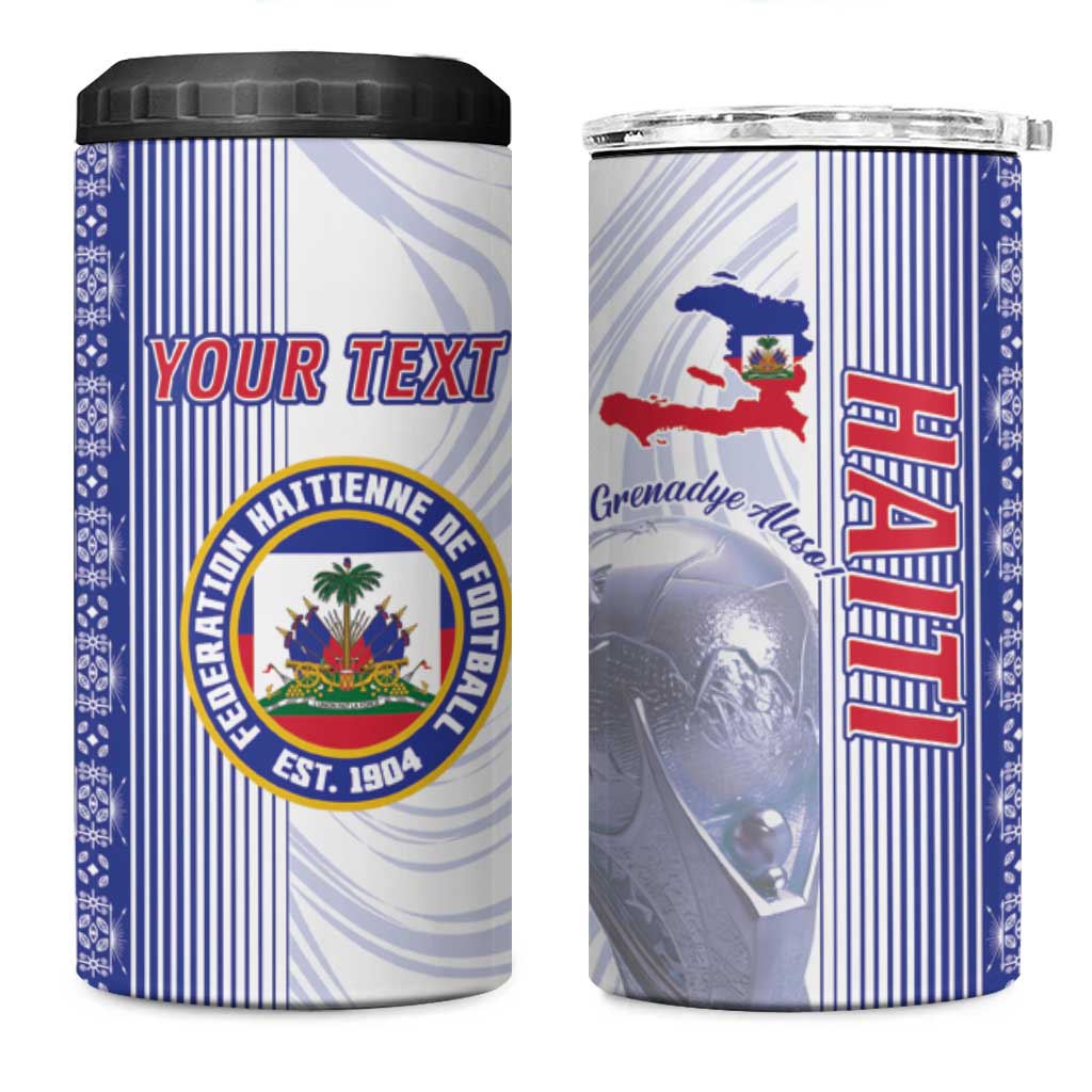 Custom Afro-Haiti Football 4 in 1 Can Cooler Tumbler 2026 Grenadye Alaso White Version - Wonder Print Shop