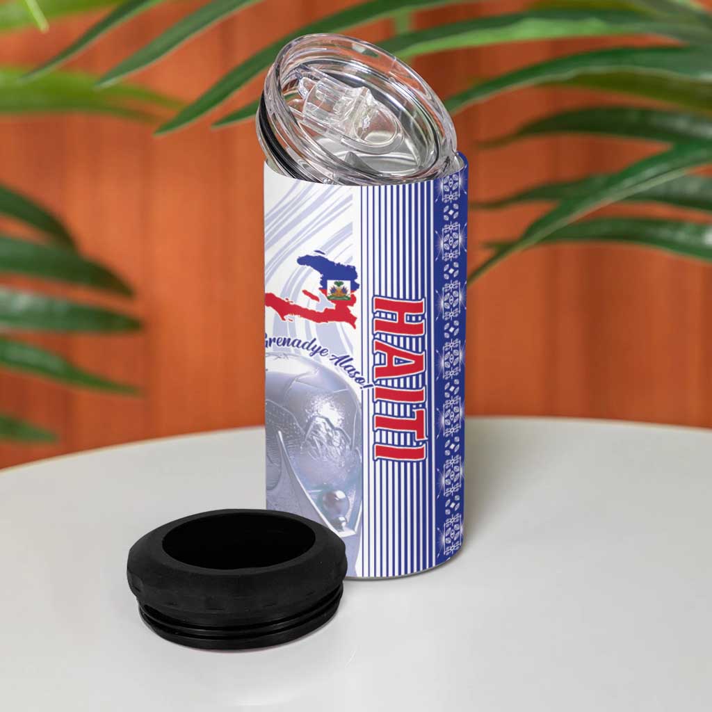 Custom Afro-Haiti Football 4 in 1 Can Cooler Tumbler 2026 Grenadye Alaso White Version - Wonder Print Shop