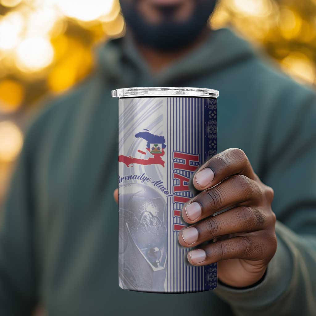 Custom Afro-Haiti Football 4 in 1 Can Cooler Tumbler 2026 Grenadye Alaso White Version - Wonder Print Shop