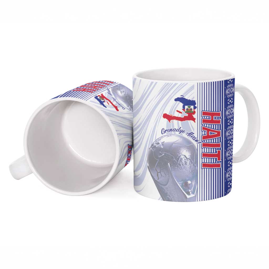 Custom Afro-Haiti Football Ceramic Mug 2026 Grenadye Alaso White Version - Wonder Print Shop