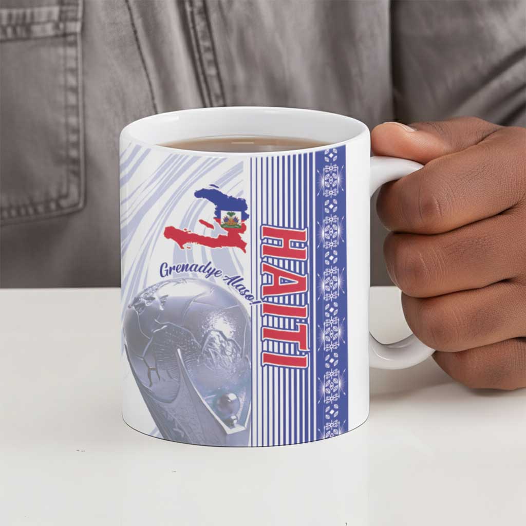 Custom Afro-Haiti Football Ceramic Mug 2026 Grenadye Alaso White Version - Wonder Print Shop