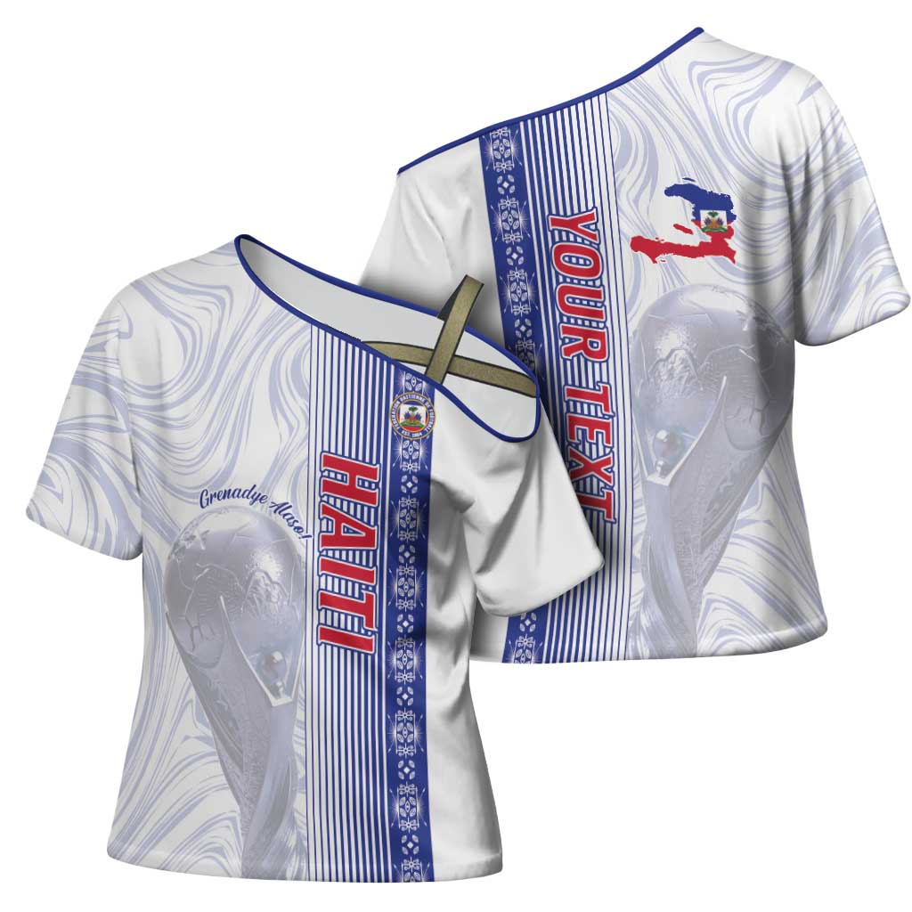 Custom Afro-Haiti Football Cross Shoulder Shirt 2026 Grenadye Alaso White Version - Wonder Print Shop