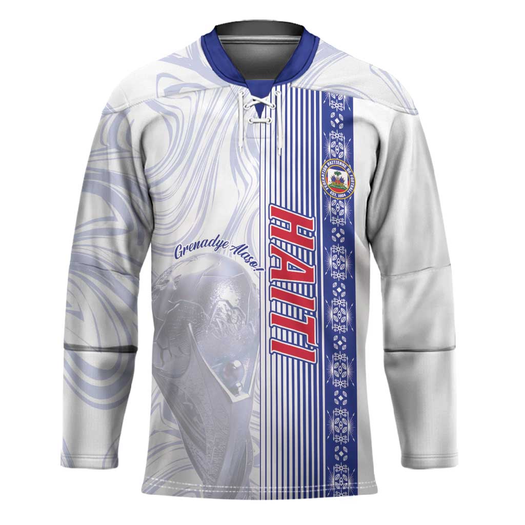 Custom Afro-Haiti Football Hockey Jersey 2026 Grenadye Alaso White Version - Wonder Print Shop