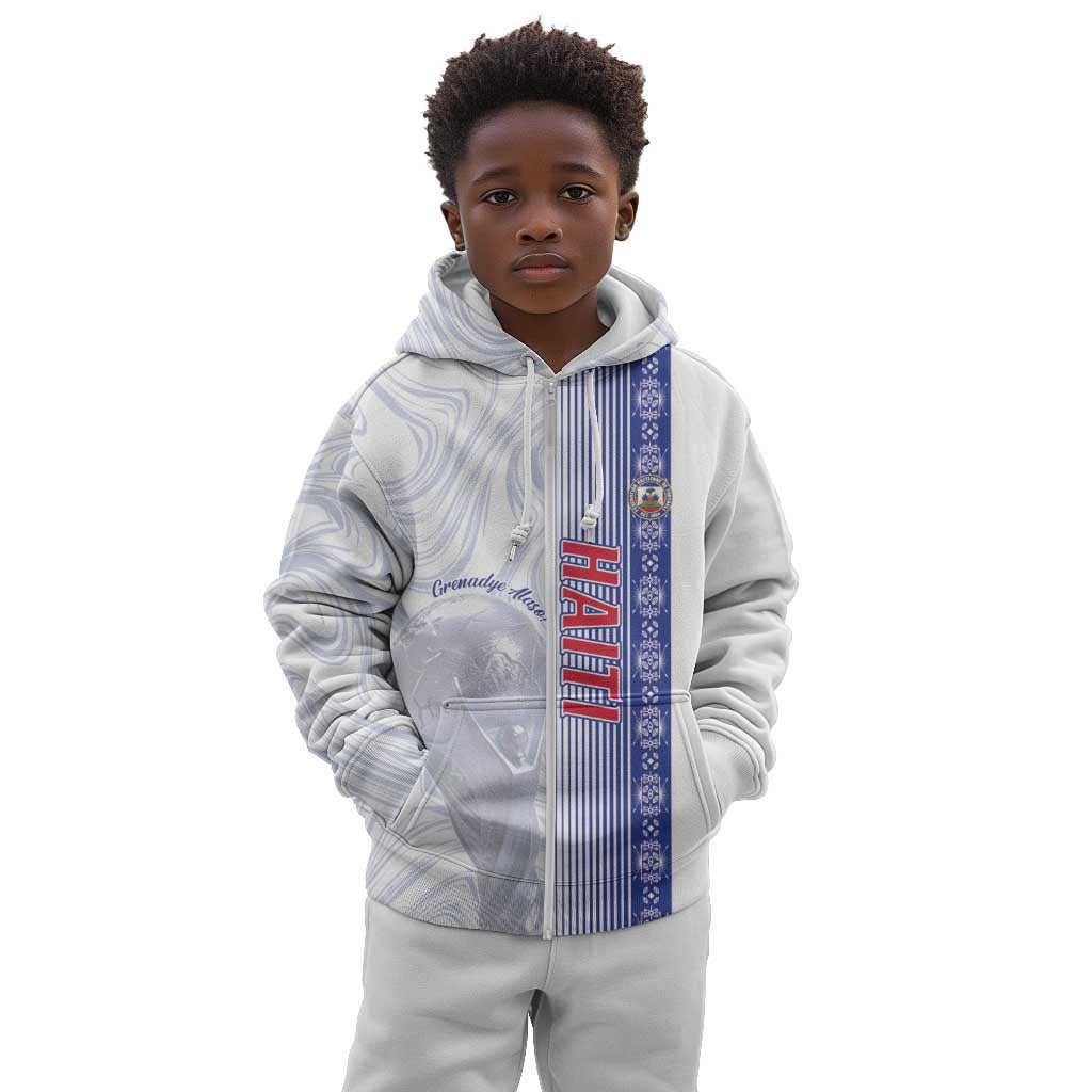 Custom Afro-Haiti Football Kid Hoodie 2026 Grenadye Alaso White Version - Wonder Print Shop
