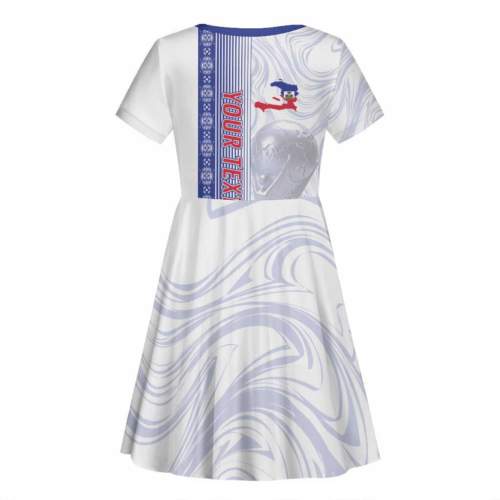 Custom Afro-Haiti Football Kid Short Sleeve Dress 2026 Grenadye Alaso White Version LT14