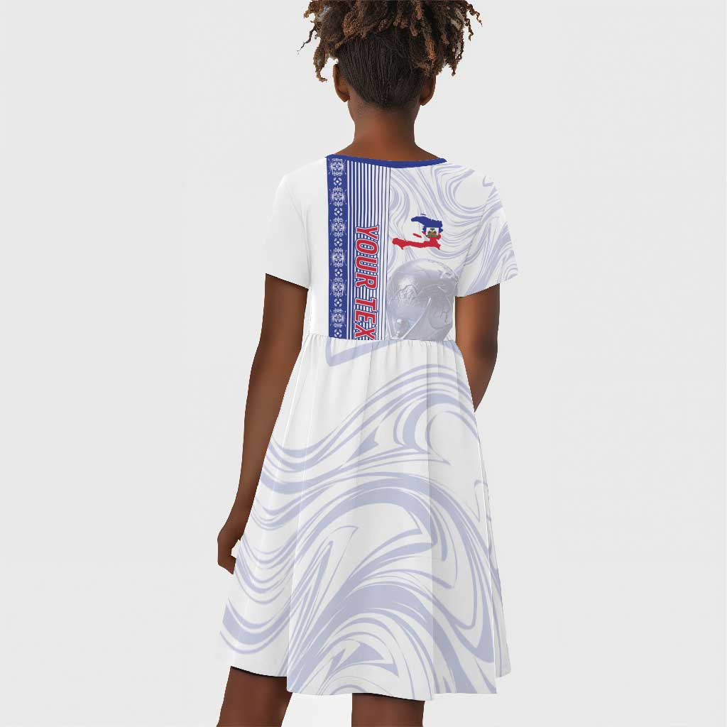 Custom Afro-Haiti Football Kid Short Sleeve Dress 2026 Grenadye Alaso White Version LT14
