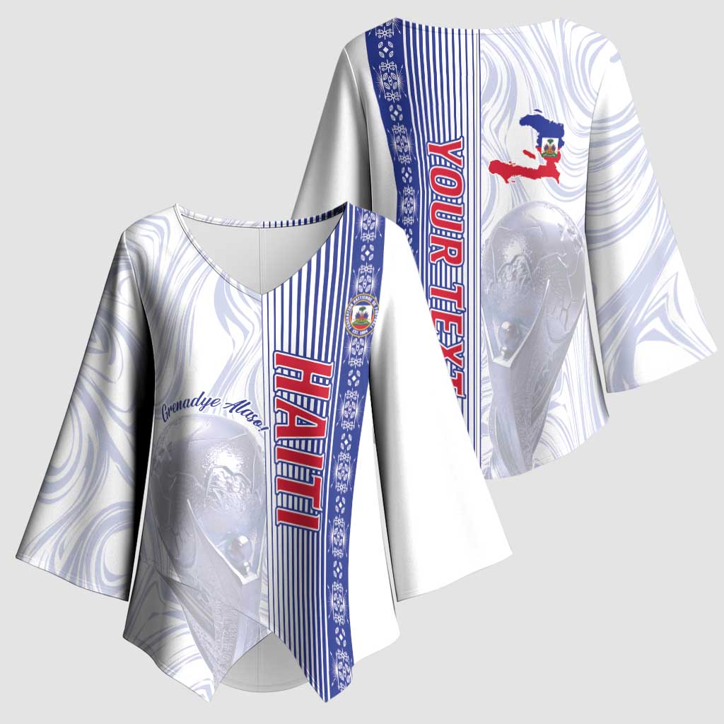 Custom Afro-Haiti Football Kimono Sleeve Blouse 2026 Grenadye Alaso White Version - Wonder Print Shop