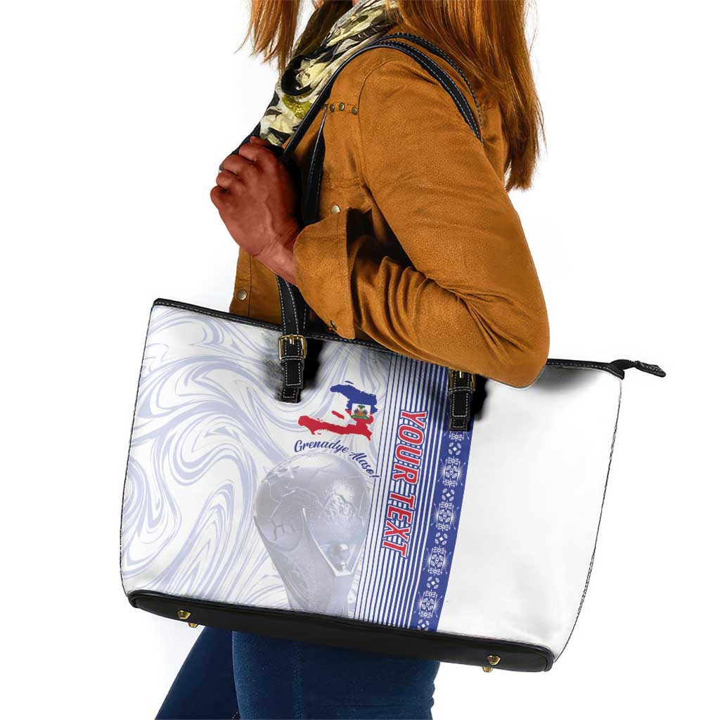 Custom Afro-Haiti Football Leather Tote Bag 2026 Grenadye Alaso White Version - Wonder Print Shop