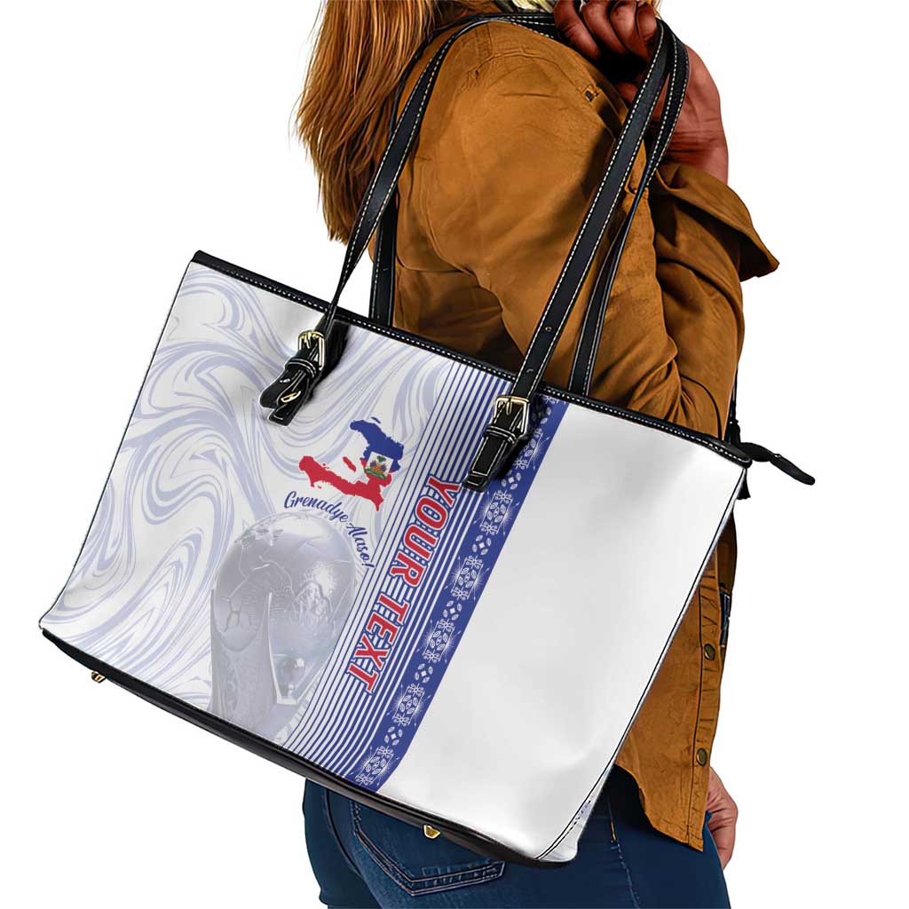 Custom Afro-Haiti Football Leather Tote Bag 2026 Grenadye Alaso White Version - Wonder Print Shop