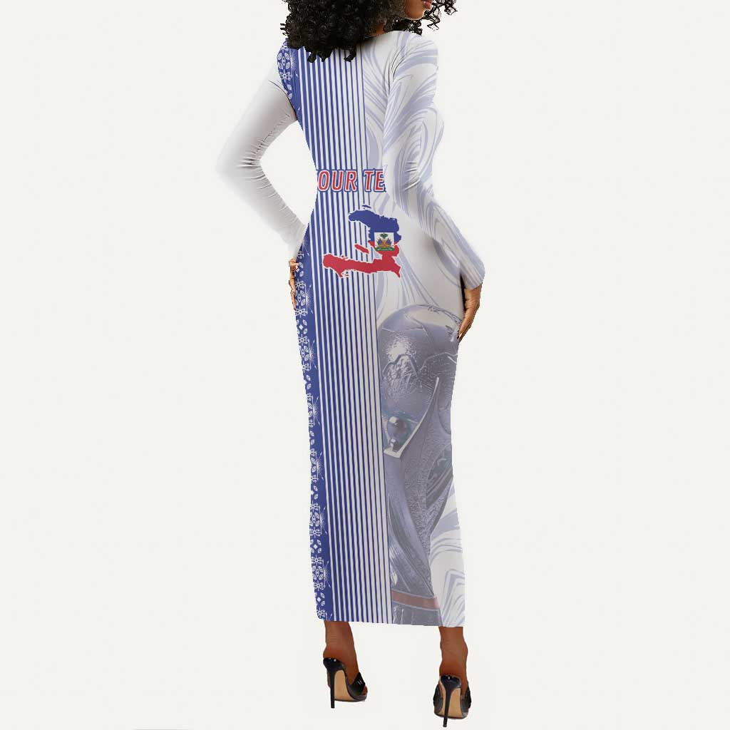 Custom Afro-Haiti Football Long Sleeve Bodycon Dress 2026 Grenadye Alaso White Version - Wonder Print Shop