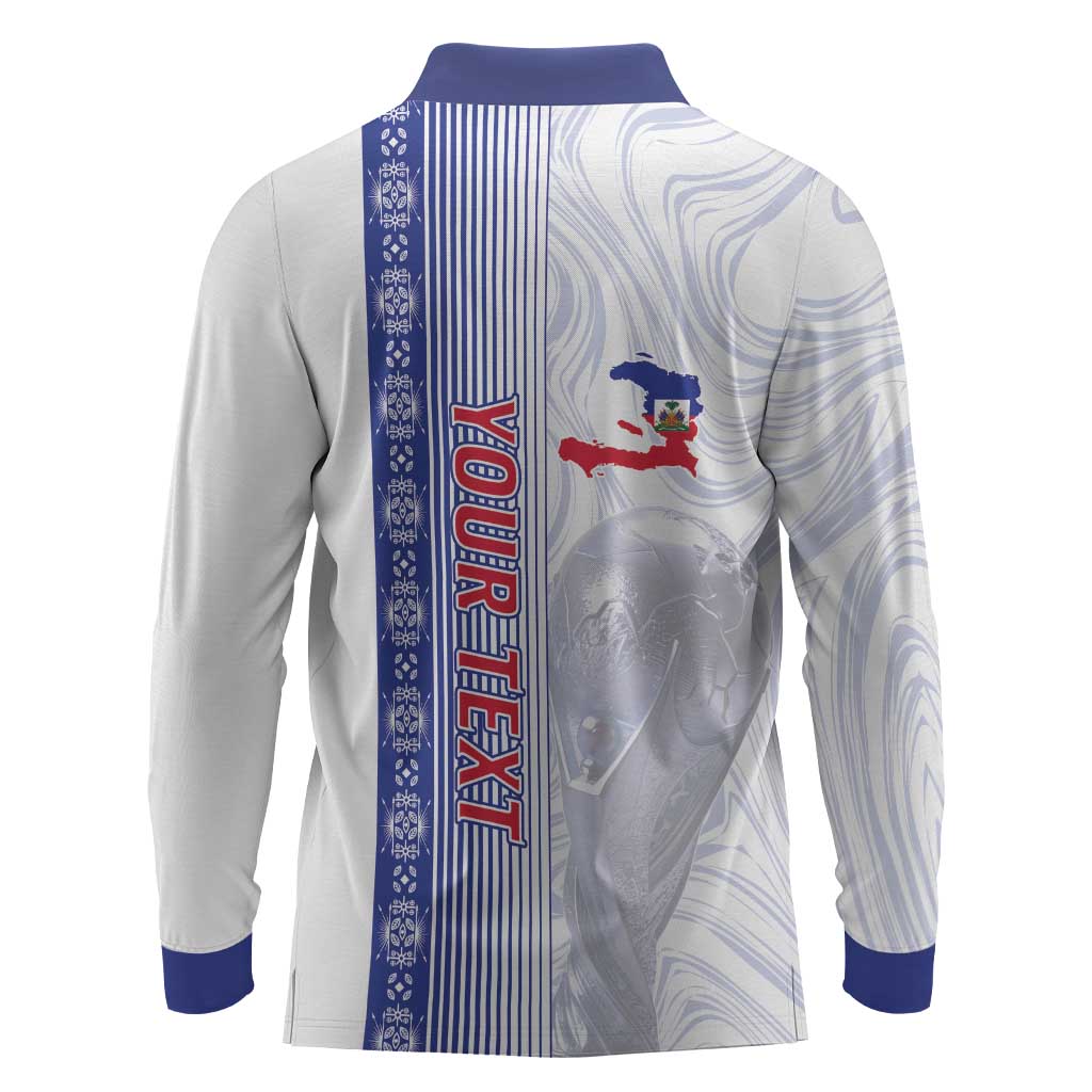 Custom Afro-Haiti Football Long Sleeve Polo Shirt 2026 Grenadye Alaso White Version - Wonder Print Shop