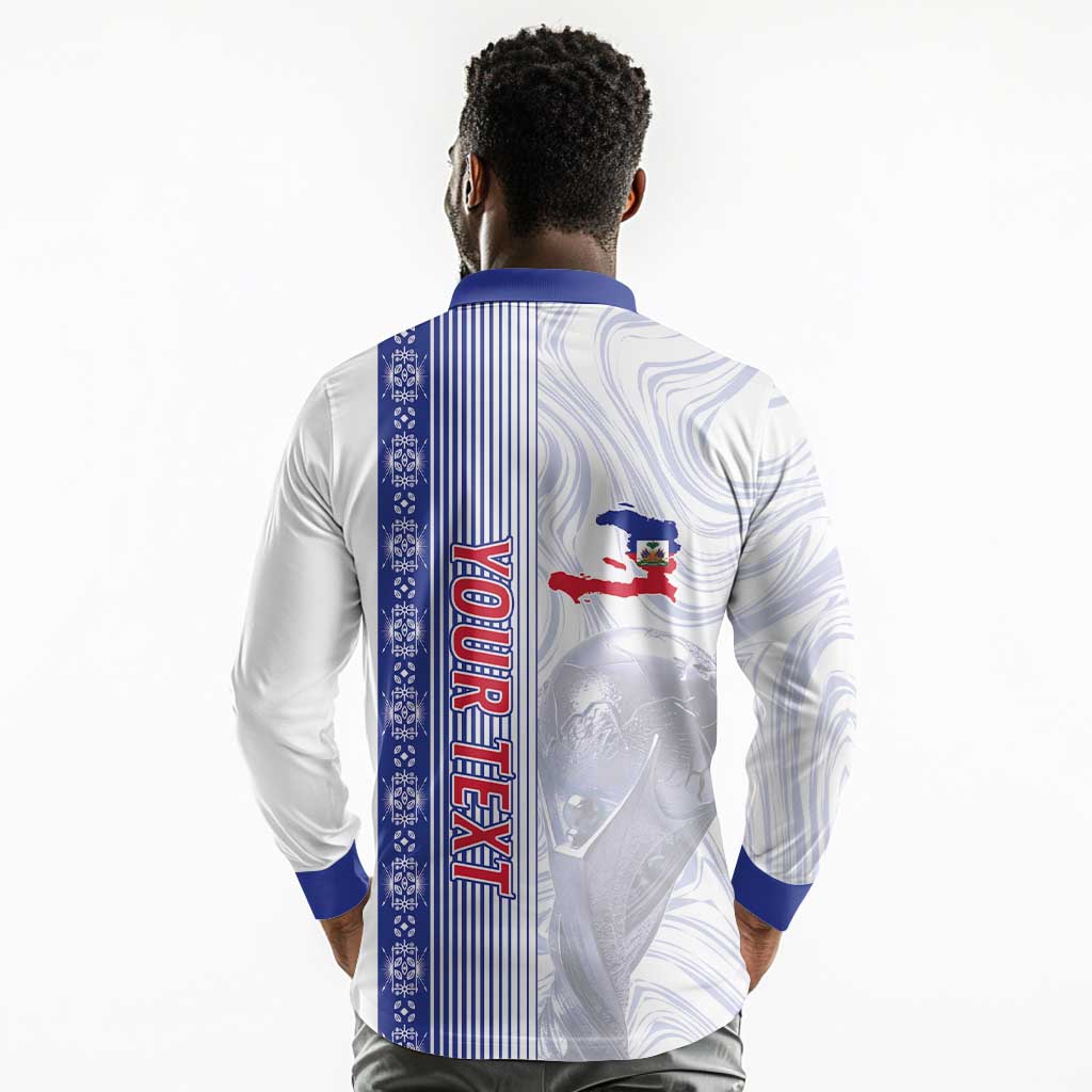 Custom Afro-Haiti Football Long Sleeve Polo Shirt 2026 Grenadye Alaso White Version - Wonder Print Shop