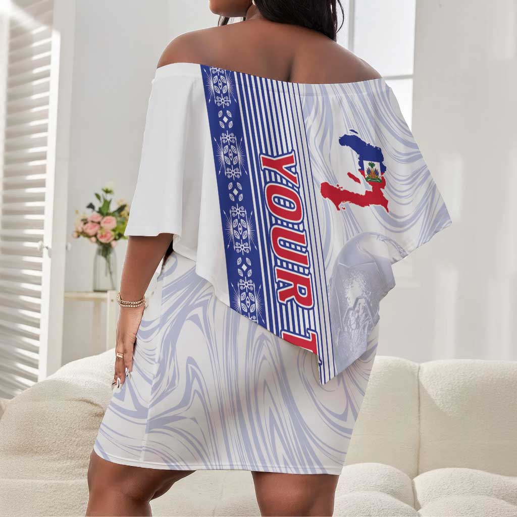 Custom Afro-Haiti Football Off Shoulder Short Dress 2026 Grenadye Alaso White Version - Wonder Print Shop