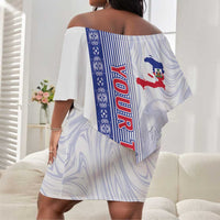 Custom Afro-Haiti Football Off Shoulder Short Dress 2026 Grenadye Alaso White Version - Wonder Print Shop