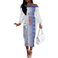 Custom Afro-Haiti Football Off The Shoulder Long Sleeve Dress 2026 Grenadye Alaso White Version - Wonder Print Shop