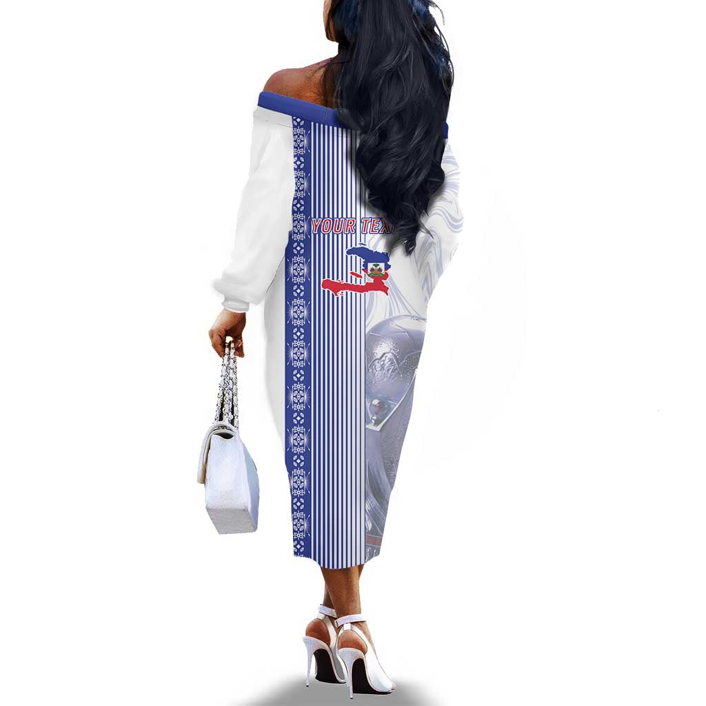 Custom Afro-Haiti Football Off The Shoulder Long Sleeve Dress 2026 Grenadye Alaso White Version - Wonder Print Shop