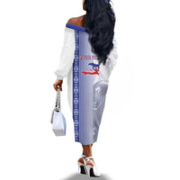 Custom Afro-Haiti Football Off The Shoulder Long Sleeve Dress 2026 Grenadye Alaso White Version - Wonder Print Shop