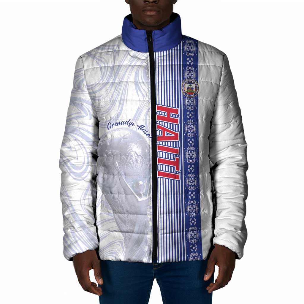 Custom Afro-Haiti Football Padded Jacket 2026 Grenadye Alaso White Version - Wonder Print Shop