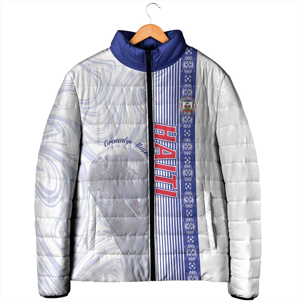 Custom Afro-Haiti Football Padded Jacket 2026 Grenadye Alaso White Version - Wonder Print Shop