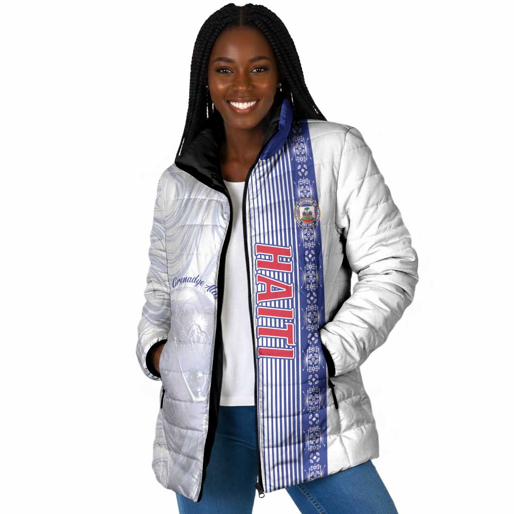 Custom Afro-Haiti Football Padded Jacket 2026 Grenadye Alaso White Version - Wonder Print Shop