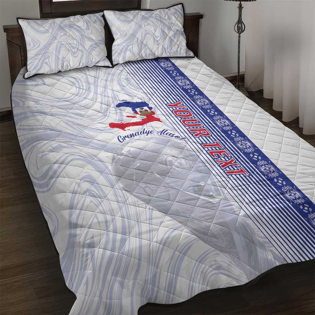Custom Afro-Haiti Football Quilt Bed Set 2026 Grenadye Alaso White Version - Wonder Print Shop