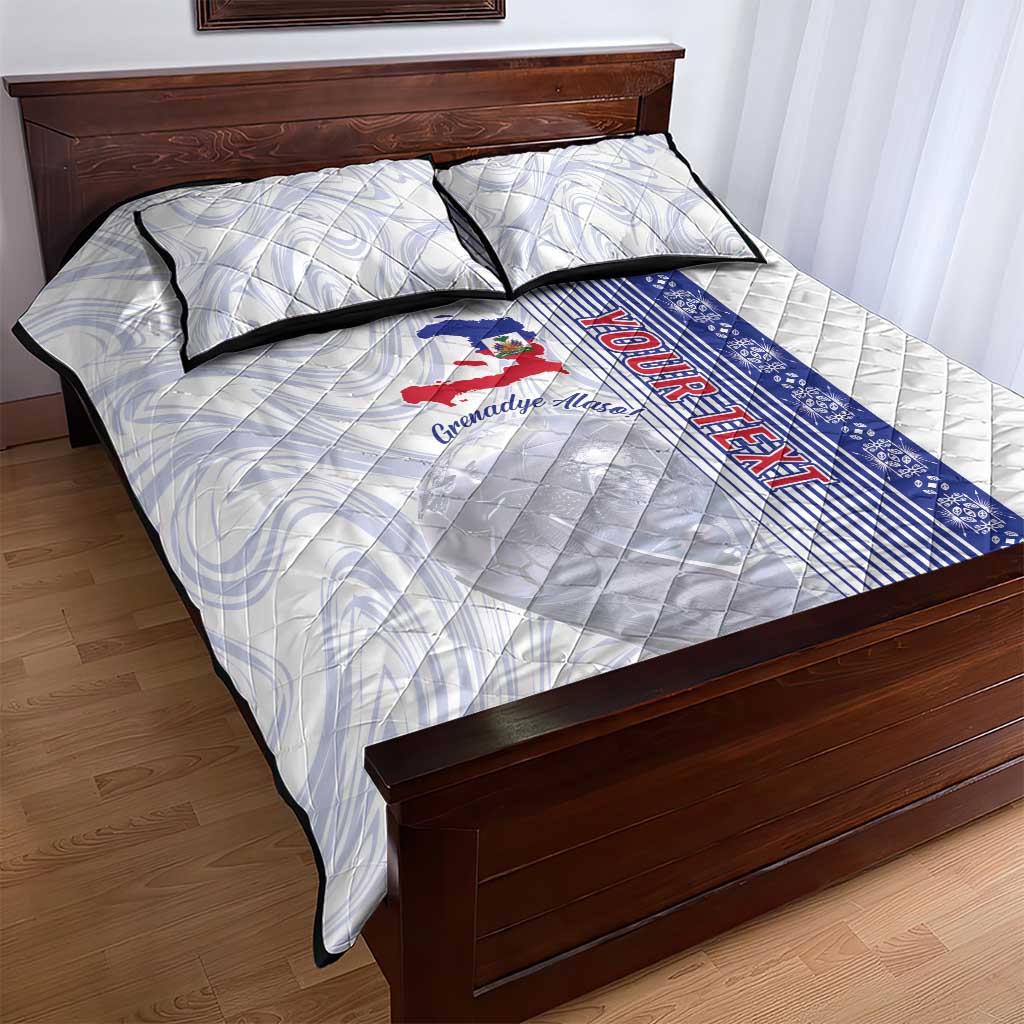 Custom Afro-Haiti Football Quilt Bed Set 2026 Grenadye Alaso White Version - Wonder Print Shop