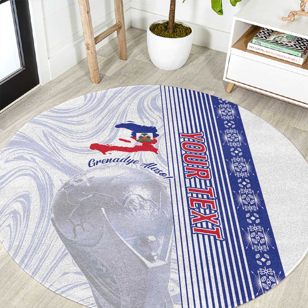 Custom Afro-Haiti Football Round Carpet 2026 Grenadye Alaso White Version - Wonder Print Shop