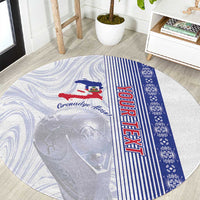 Custom Afro-Haiti Football Round Carpet 2026 Grenadye Alaso White Version - Wonder Print Shop