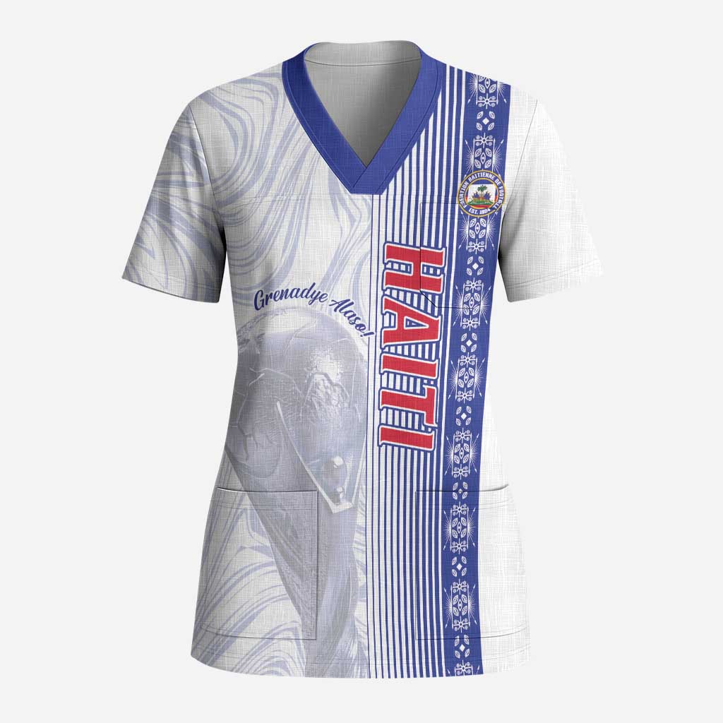 Custom Afro-Haiti Football Scrub Top 2026 Grenadye Alaso White Version - Wonder Print Shop