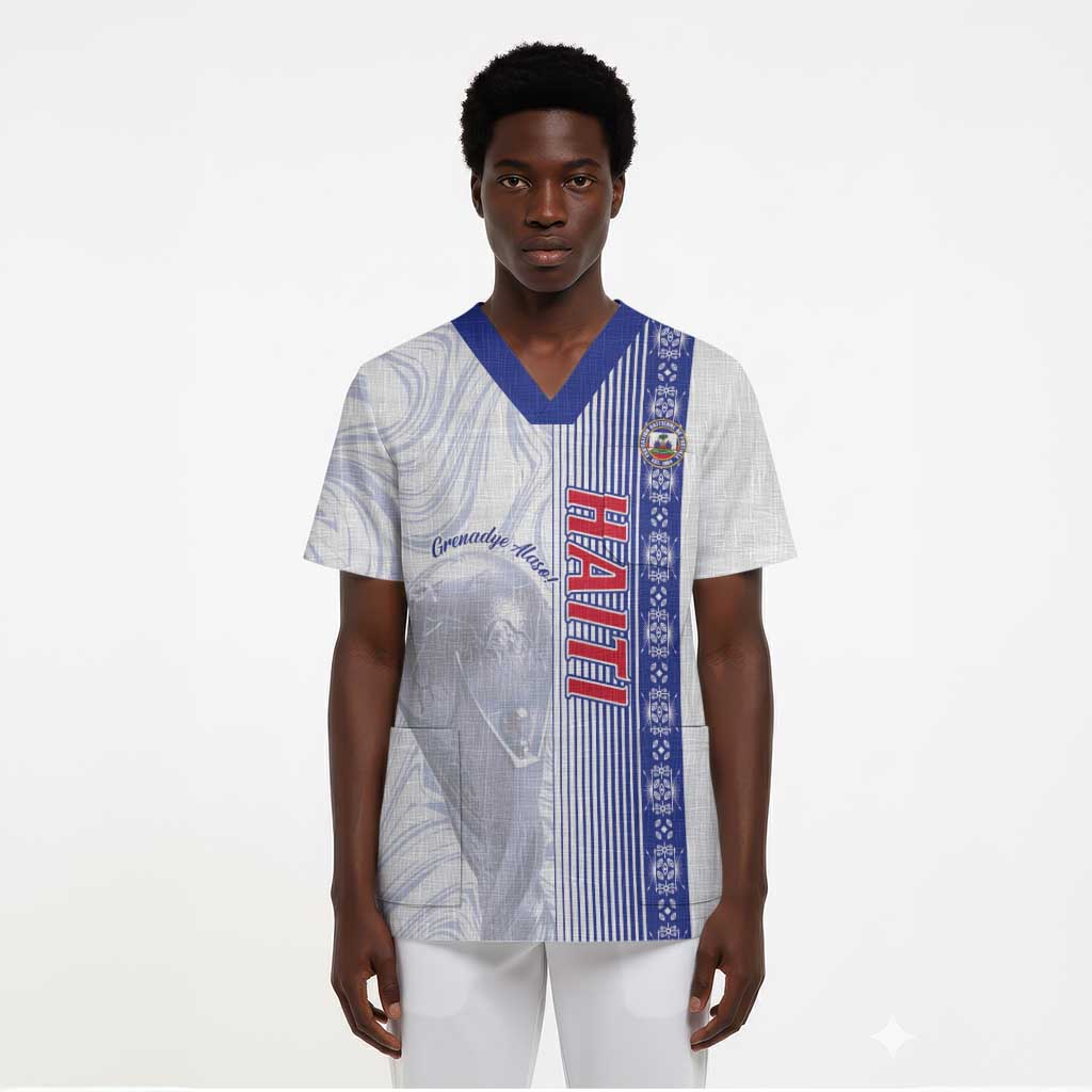 Custom Afro-Haiti Football Scrub Top 2026 Grenadye Alaso White Version - Wonder Print Shop