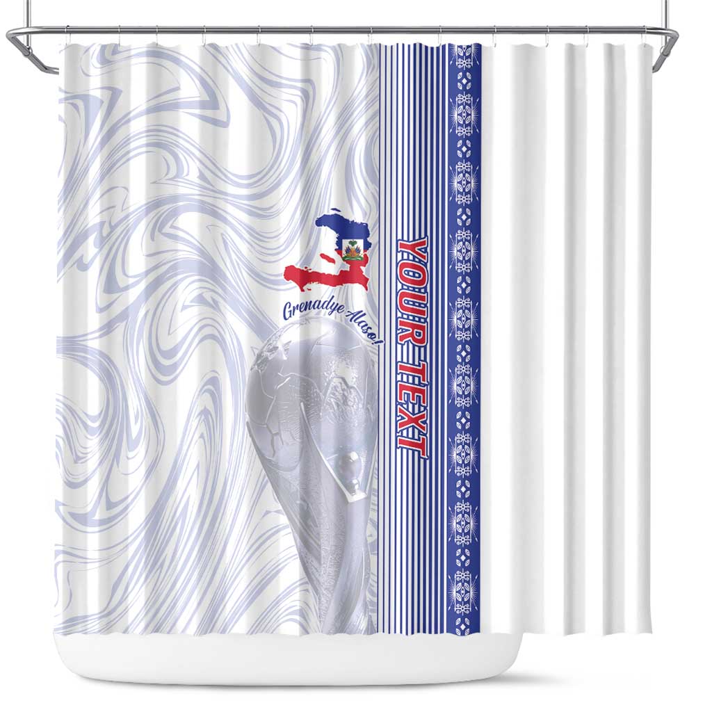 Custom Afro-Haiti Football Shower Curtain 2026 Grenadye Alaso White Version - Wonder Print Shop