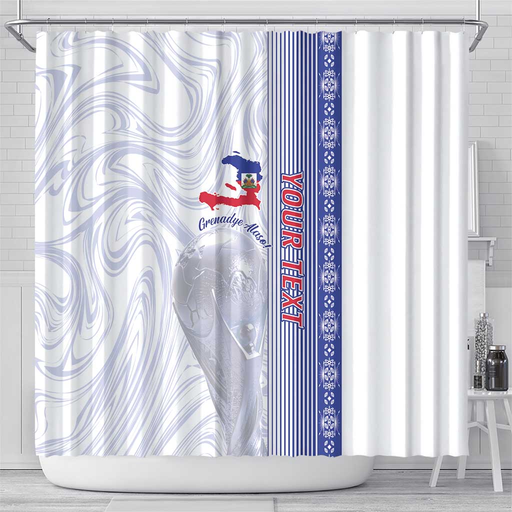 Custom Afro-Haiti Football Shower Curtain 2026 Grenadye Alaso White Version - Wonder Print Shop