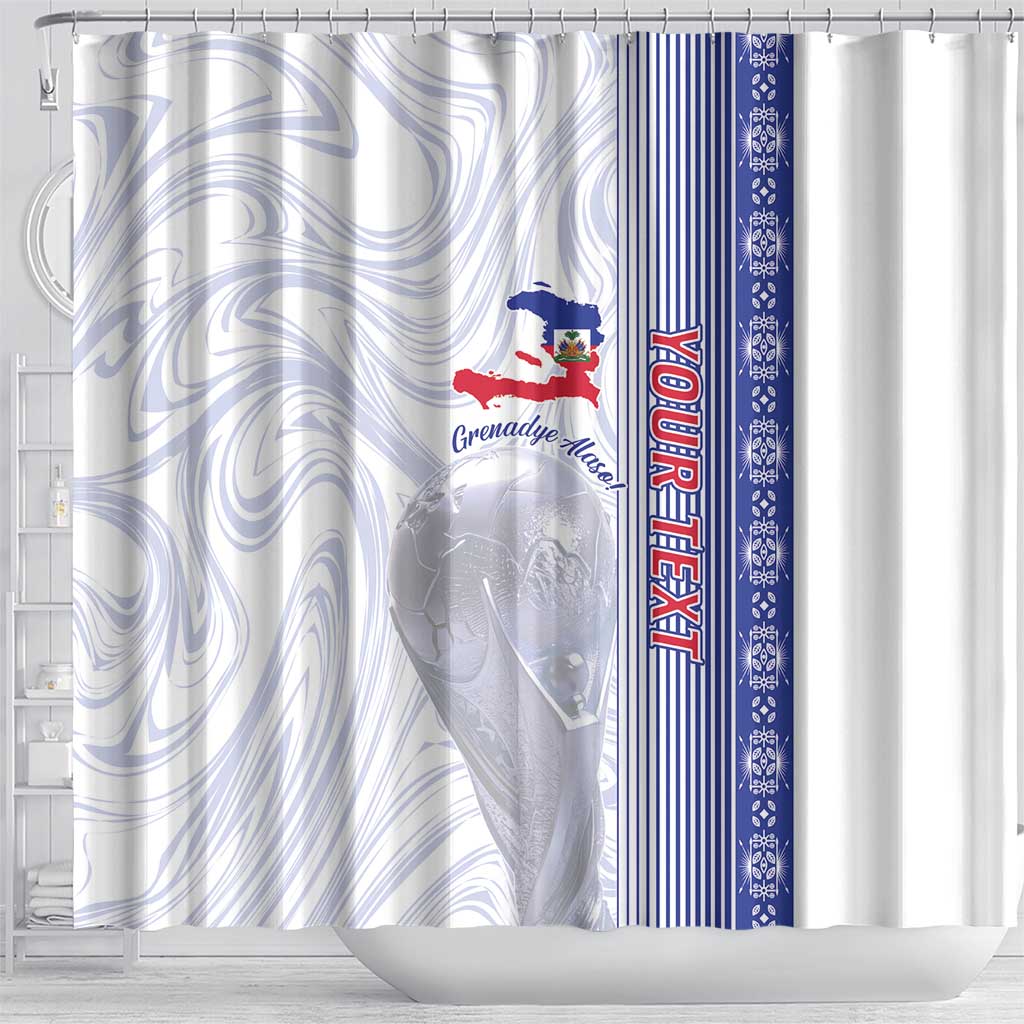 Custom Afro-Haiti Football Shower Curtain 2026 Grenadye Alaso White Version - Wonder Print Shop