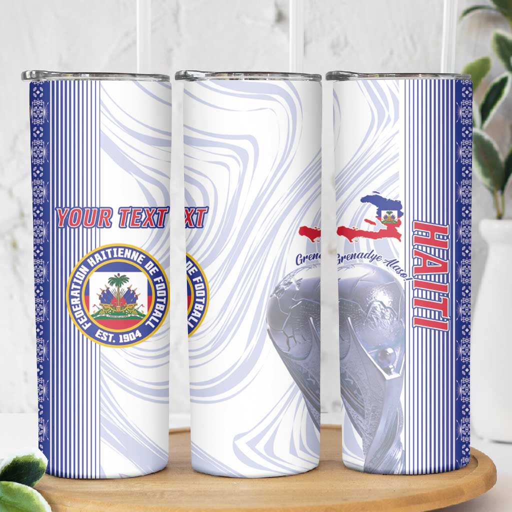 Custom Afro-Haiti Football Skinny Tumbler 2026 Grenadye Alaso White Version - Wonder Print Shop
