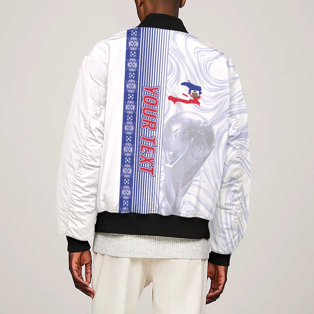 Custom Afro-Haiti Football Sleeve Zip Bomber Jacket 2026 Grenadye Alaso White Version - Wonder Print Shop