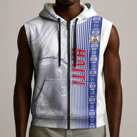 Custom Afro-Haiti Football Sleeveless Zip Hoodie 2026 Grenadye Alaso White Version - Wonder Print Shop