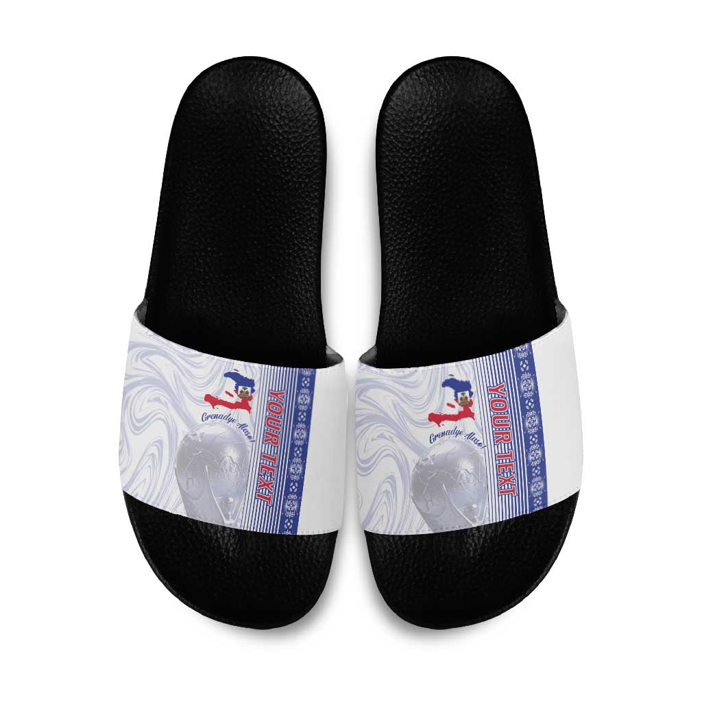 Custom Afro-Haiti Football Slide Sandals 2026 Grenadye Alaso White Version - Wonder Print Shop