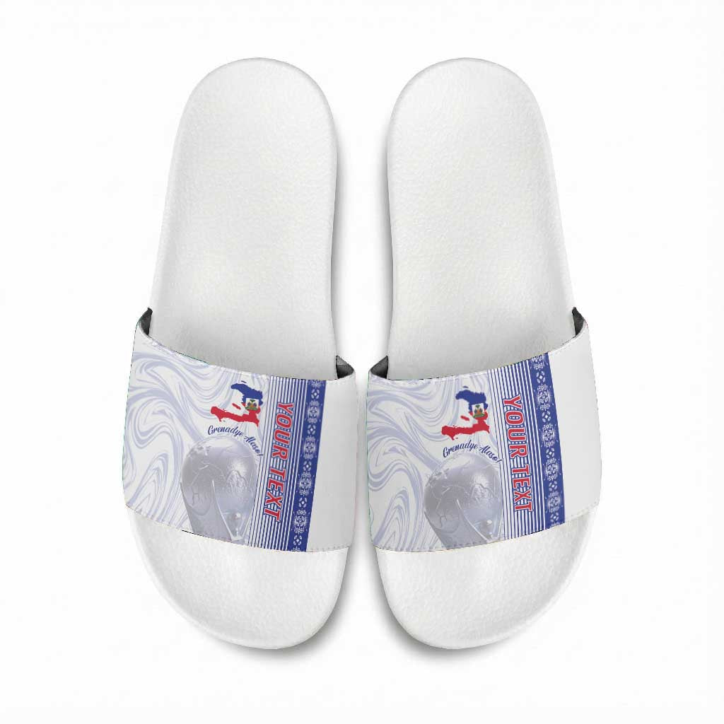 Custom Afro-Haiti Football Slide Sandals 2026 Grenadye Alaso White Version - Wonder Print Shop