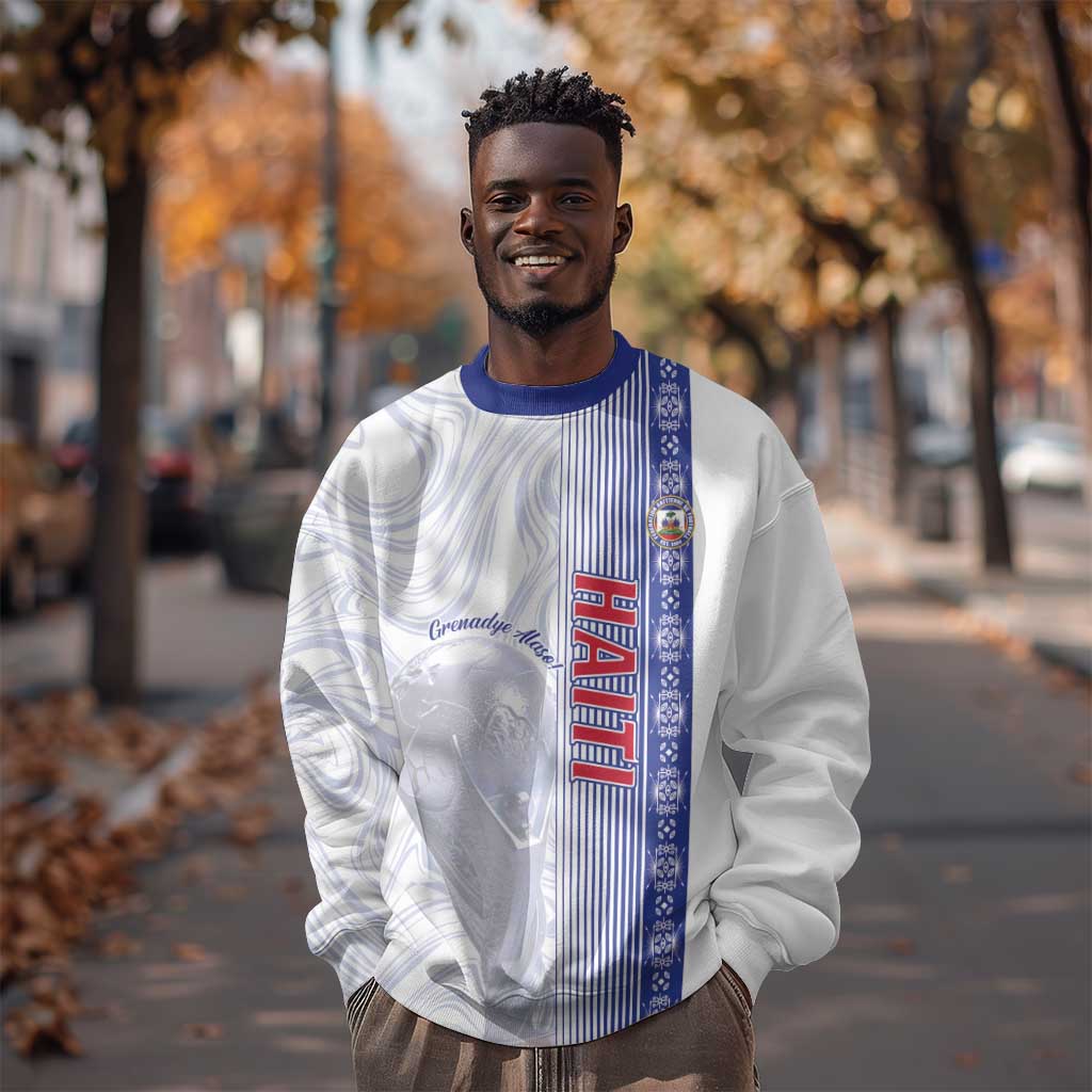 Custom Afro-Haiti Football Sweatshirt 2026 Grenadye Alaso White Version - Wonder Print Shop