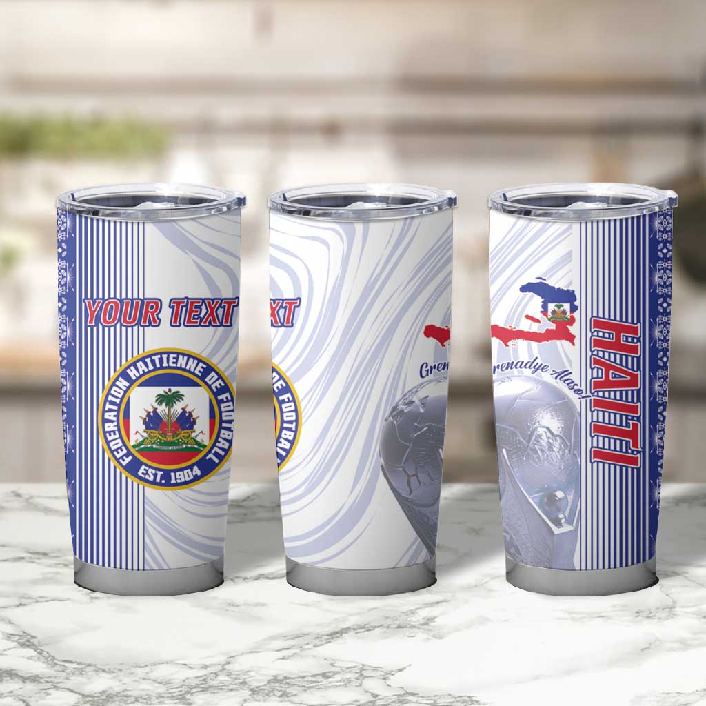 Custom Afro-Haiti Football Tumbler Cup 2026 Grenadye Alaso White Version - Wonder Print Shop