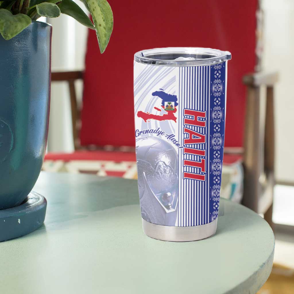 Custom Afro-Haiti Football Tumbler Cup 2026 Grenadye Alaso White Version - Wonder Print Shop