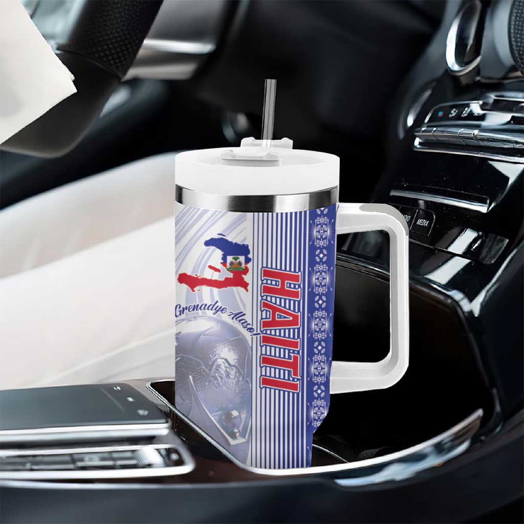 Custom Afro-Haiti Football Tumbler With Handle 2026 Grenadye Alaso White Version - Wonder Print Shop