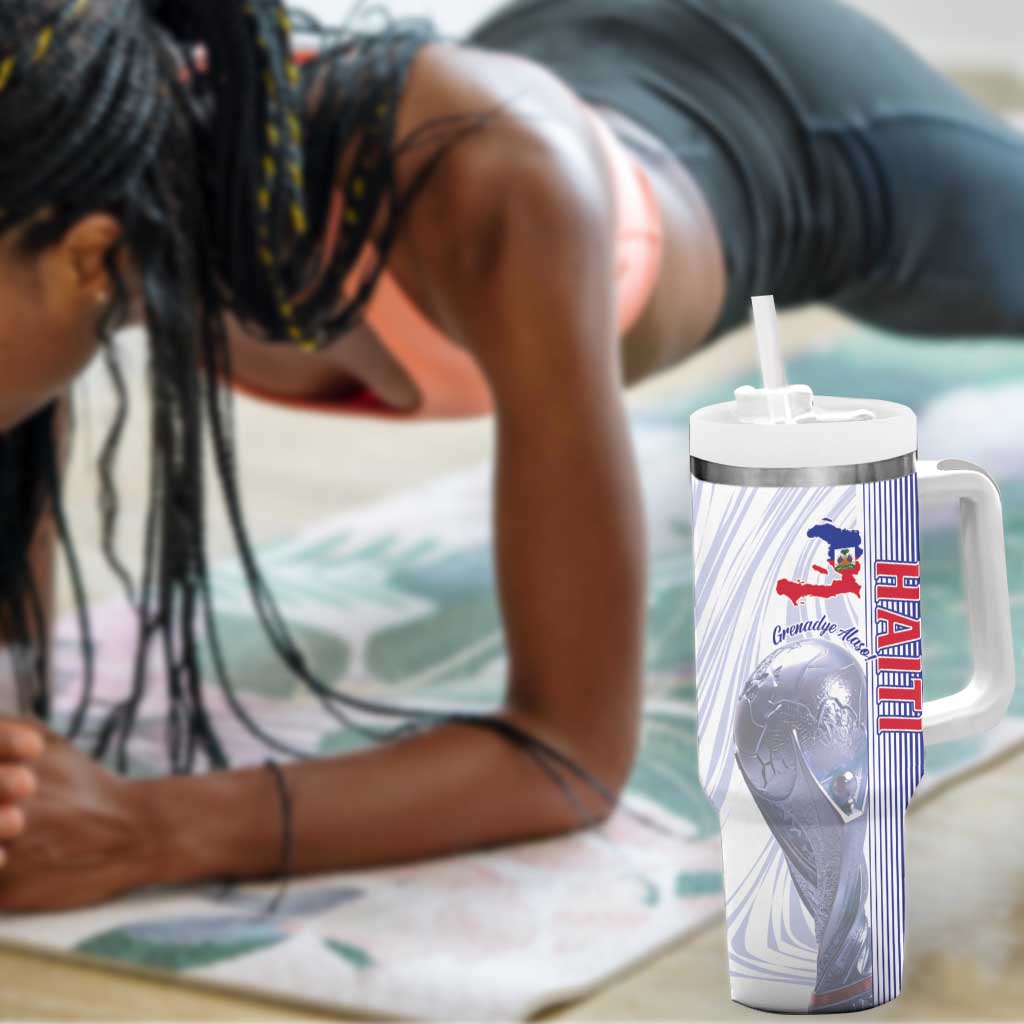 Custom Afro-Haiti Football Tumbler With Handle 2026 Grenadye Alaso White Version - Wonder Print Shop