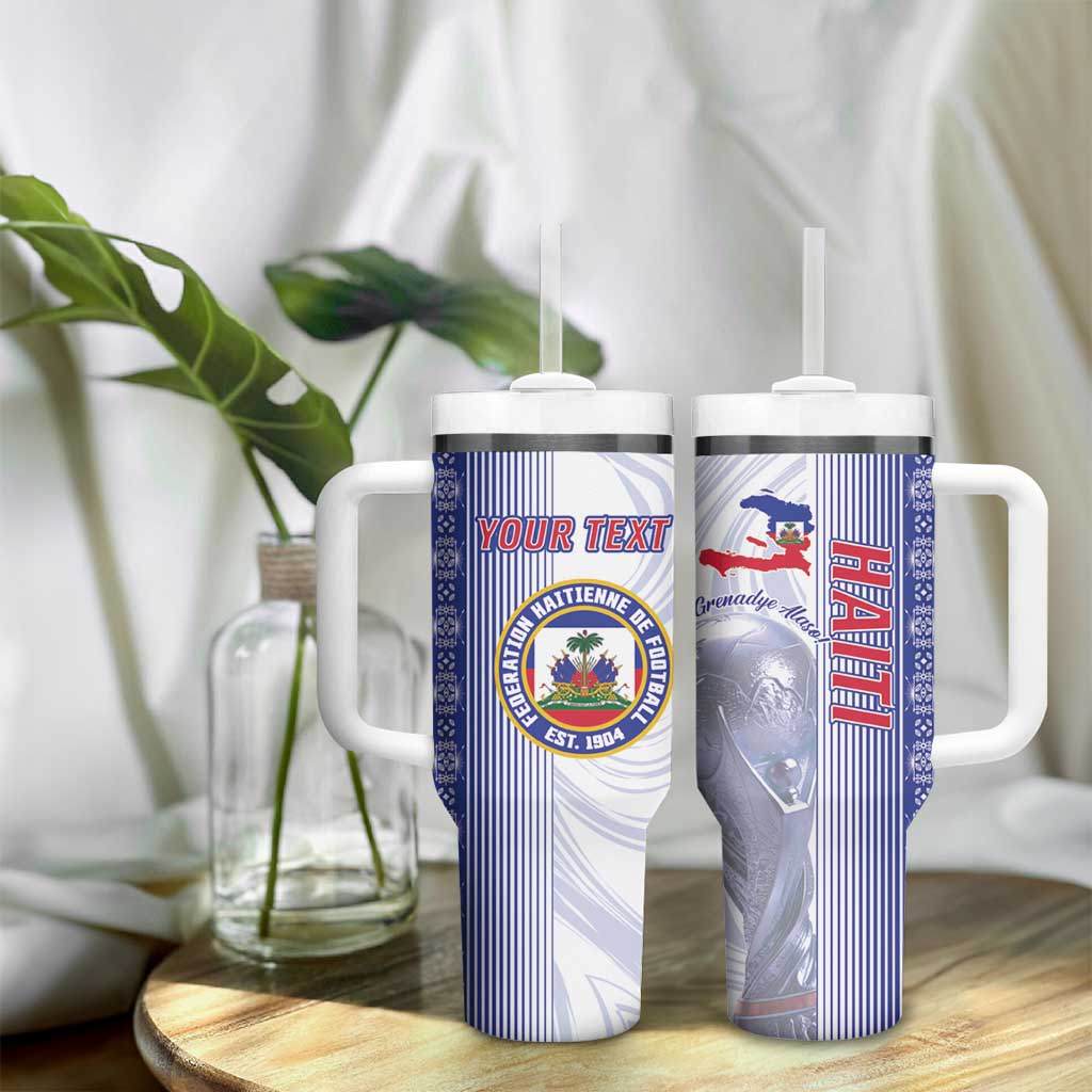 Custom Afro-Haiti Football Tumbler With Handle 2026 Grenadye Alaso White Version - Wonder Print Shop