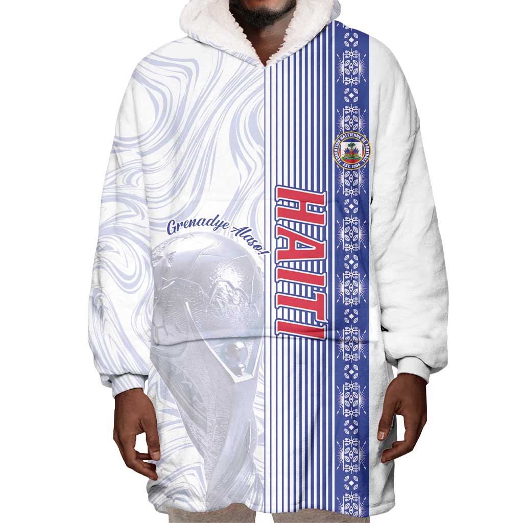 Custom Afro-Haiti Football Wearable Blanket Hoodie 2026 Grenadye Alaso White Version - Wonder Print Shop