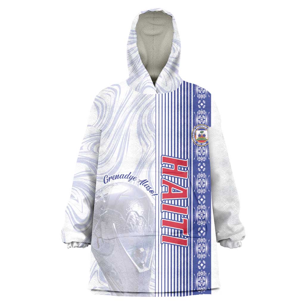 Custom Afro-Haiti Football Wearable Blanket Hoodie 2026 Grenadye Alaso White Version - Wonder Print Shop