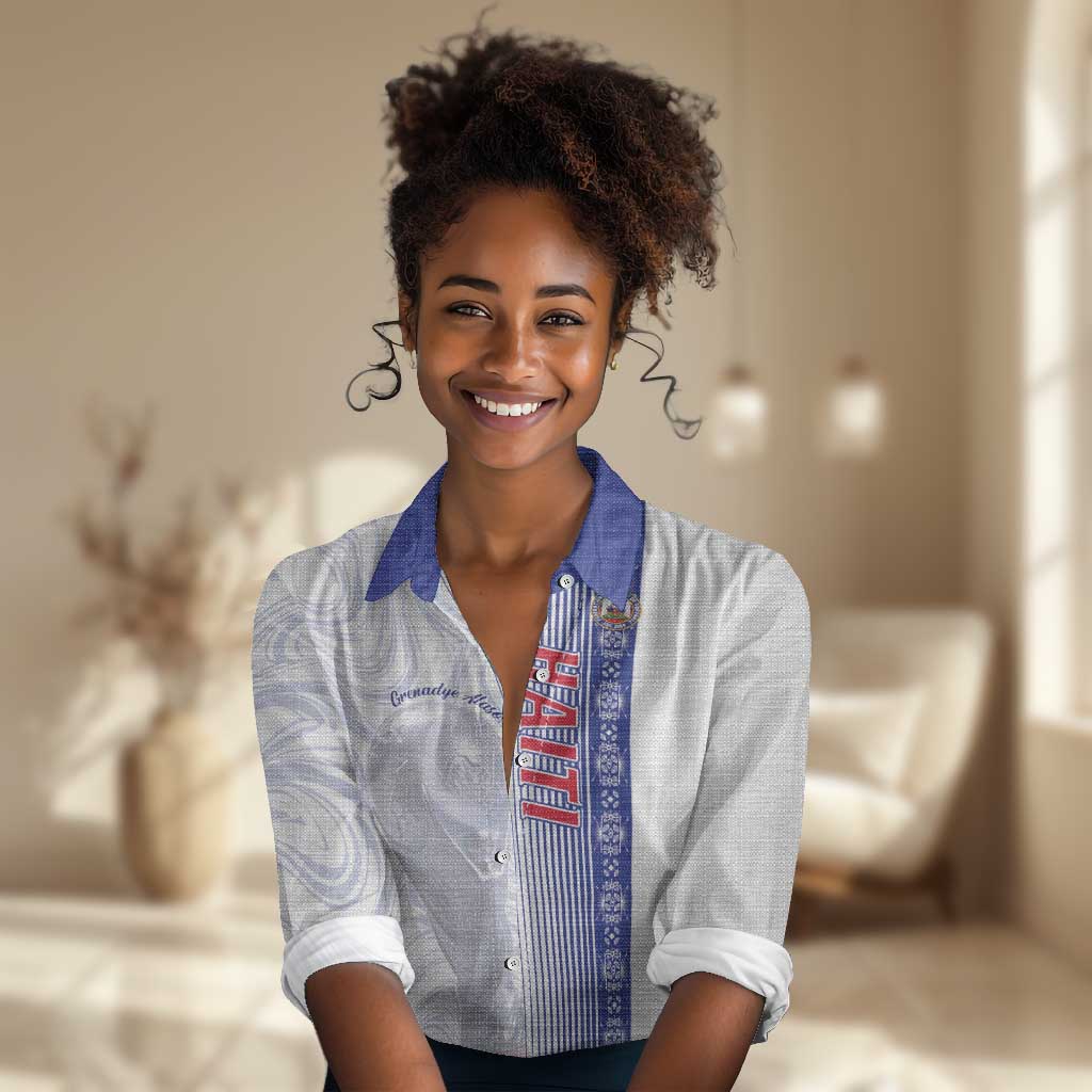 Custom Afro-Haiti Football Women Casual Shirt 2026 Grenadye Alaso White Version - Wonder Print Shop
