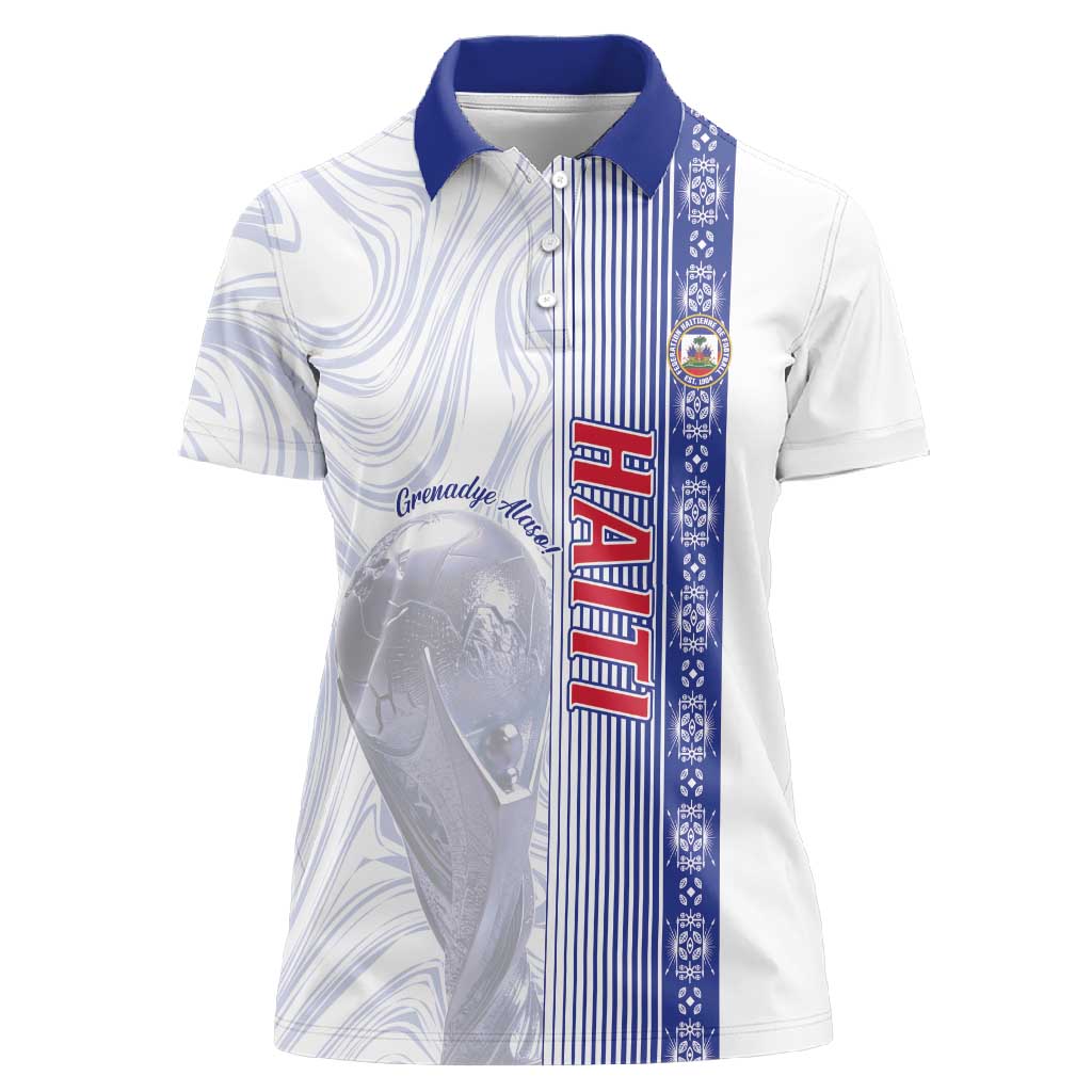 Custom Afro-Haiti Football Women Polo Shirt 2026 Grenadye Alaso White Version LT14