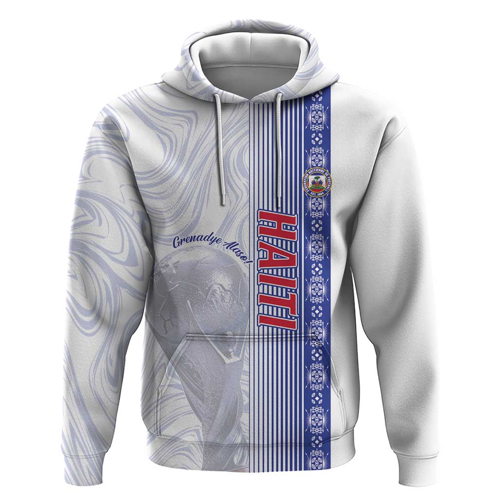 Custom Afro-Haiti Football Zip Hoodie 2026 Grenadye Alaso White Version - Wonder Print Shop